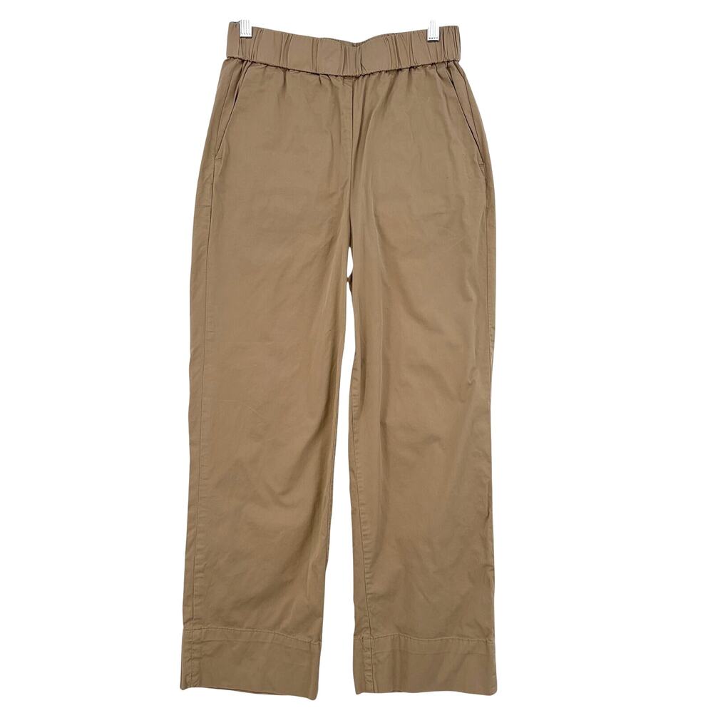 Everlane Women 8 Easy Pant Tan Khaki Elastic Waist Straight Leg Cotton Blend
